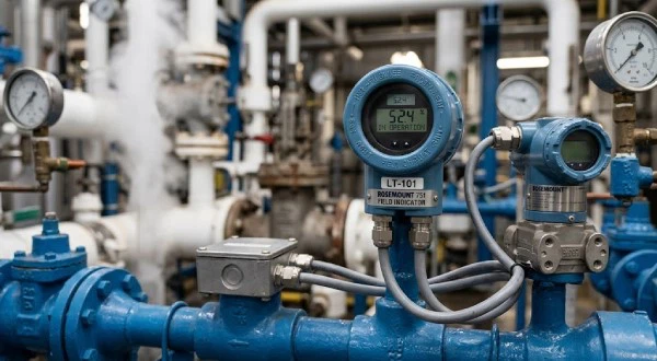 Rosemount pressure transmitters installed in a process plant