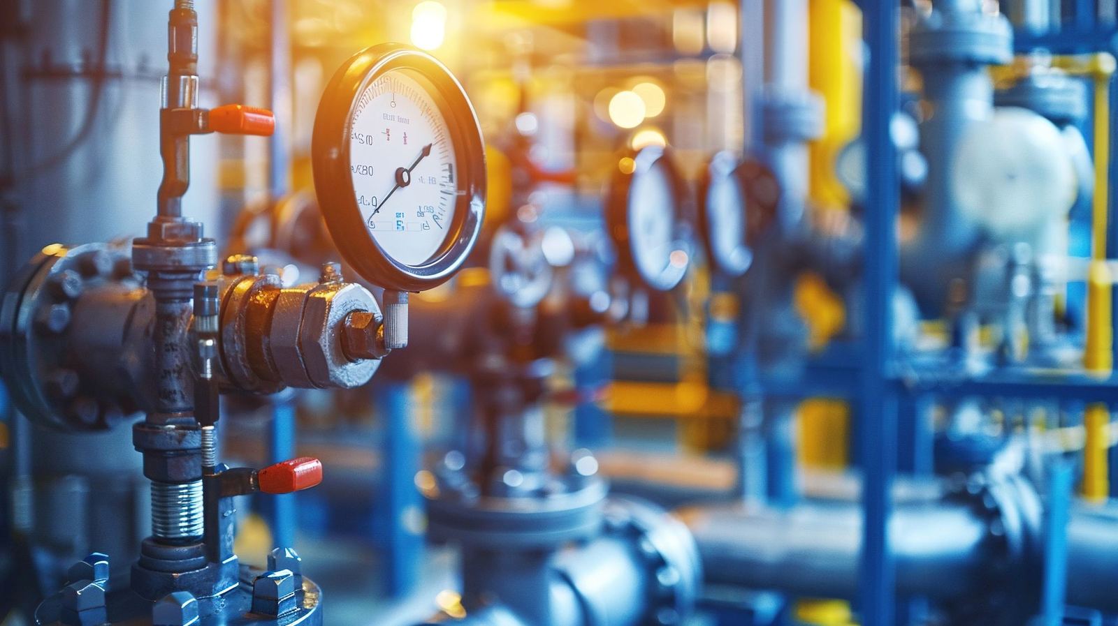 Industrial pressure gauges and pipework
